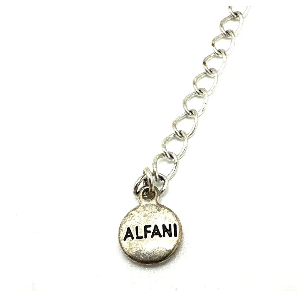 Vintage ALFANI Necklace Heavy Silver Tone Oval Link Multi Strand Chain 16